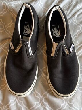 Vans Kids Black and White Slip-On Canvas Sneakers